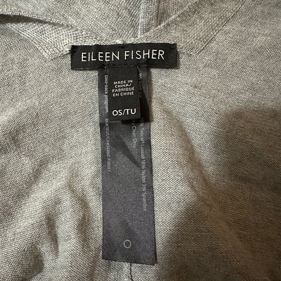 Eileen Fisher Dark Pearl Gray Lightweight Poncho O/S Wrap Colorblock F18DXT - Picture 3 of 5